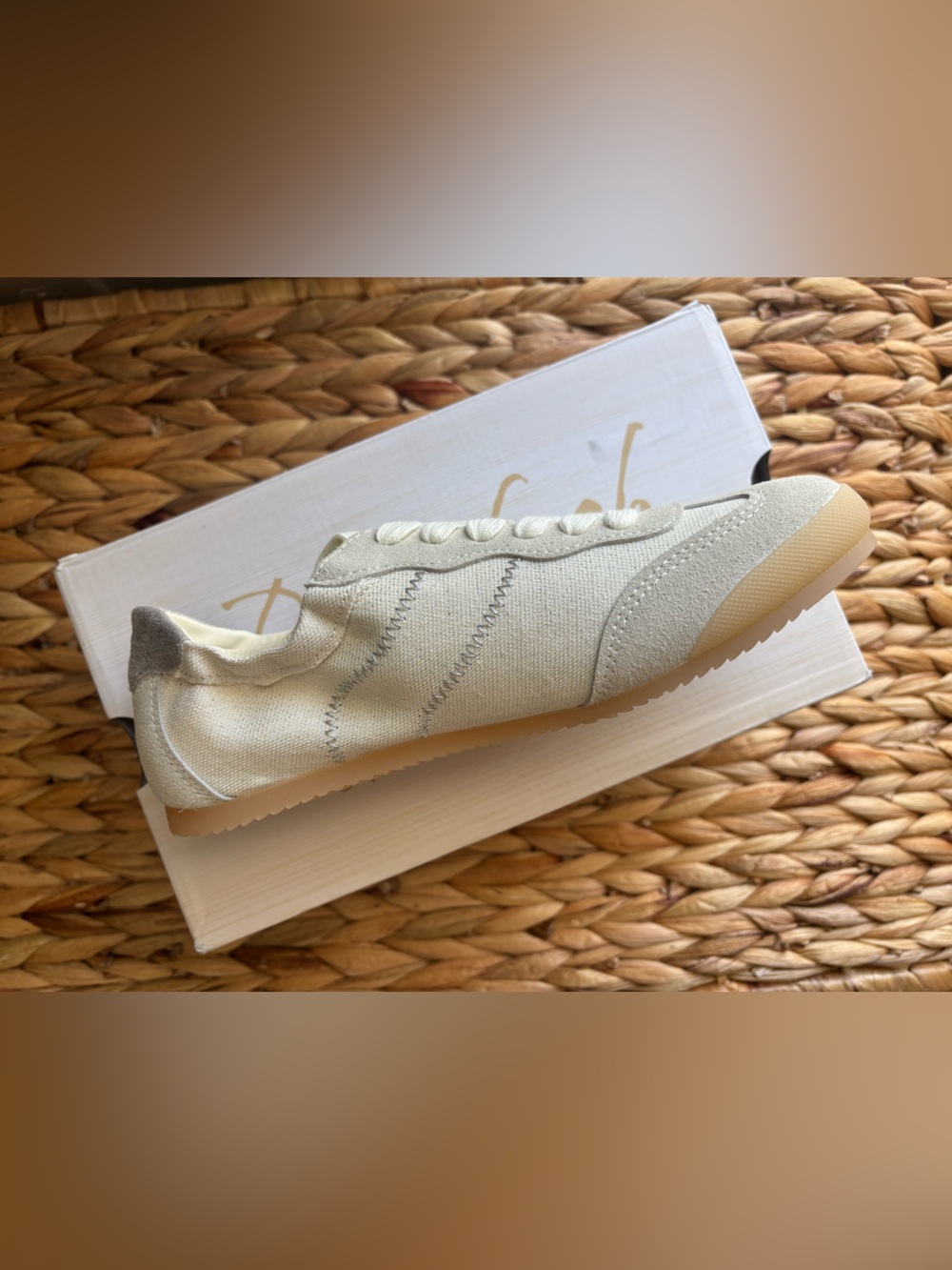 NIB Blowfish Malibu Women's Neutral Canvas Sneaker - Glitter White/Cream - Picture 4 of 11